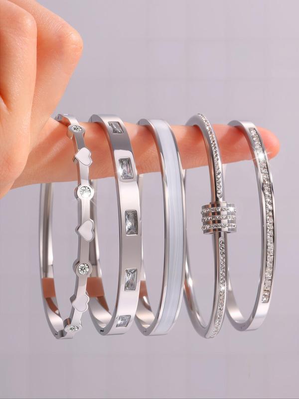 Elegant Fashion Bangle Bracelet Set, Stainless Steel Fashionable Eternal Lightweight Bangle, Very Suitable for Parties, Gatherings and Birthday Gifts, Mother'S Day Gift Jewelry