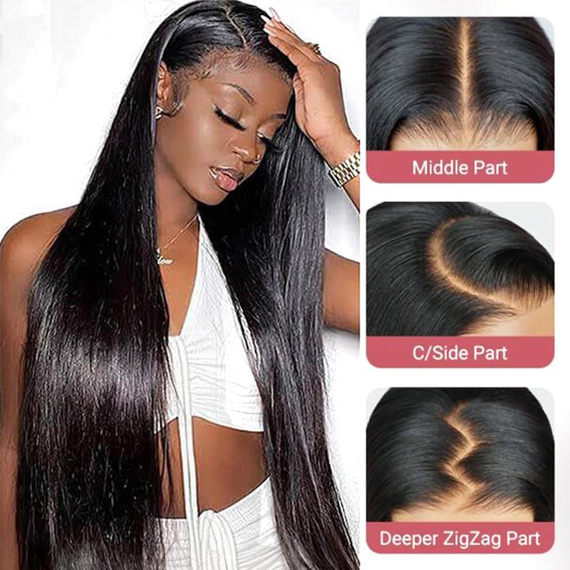 Yawawe Hair 28/30Inch 13X6 Lace Frontal Wigs Human Hair Straight Lace Front Human Hair Wig for Women Medium Size Cap 200% Density Pre-Plucked Transparent Lace Wigs with Baby Hair Outdoorfun