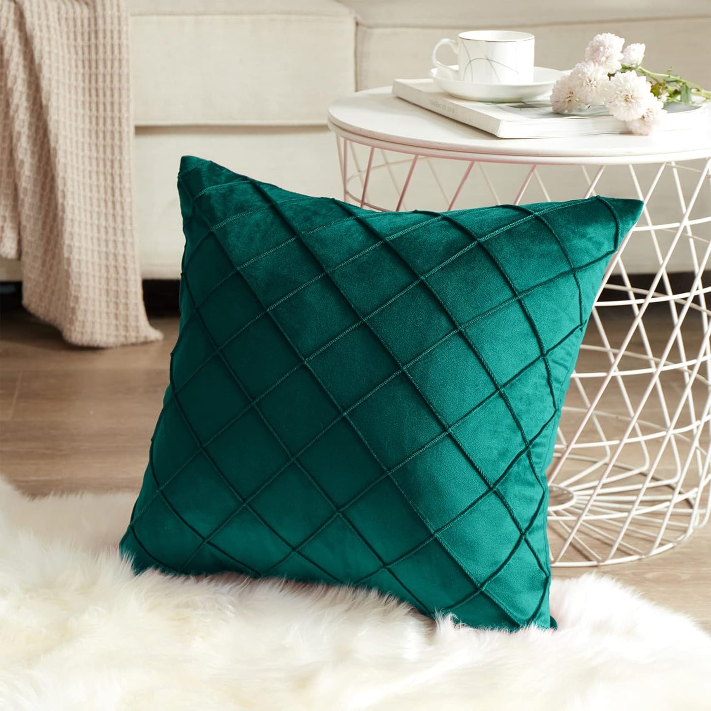 Pack of 2 Velvet Throw Pillows Sofa Decorative Christmas Throw Pillow Covers 16X16 Soft Solid Cushion Case for Bedroom Car Outdoors