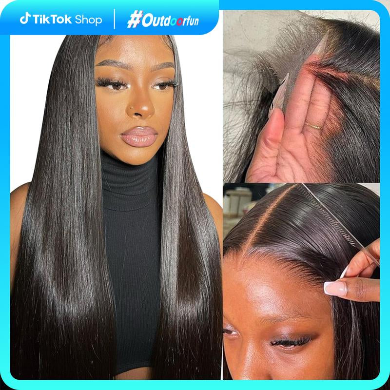 Yawawe Hair 28/30Inch 13X6 Lace Frontal Wigs Human Hair Straight Lace Front Human Hair Wig for Women Medium Size Cap 200% Density Pre-Plucked Transparent Lace Wigs with Baby Hair Outdoorfun