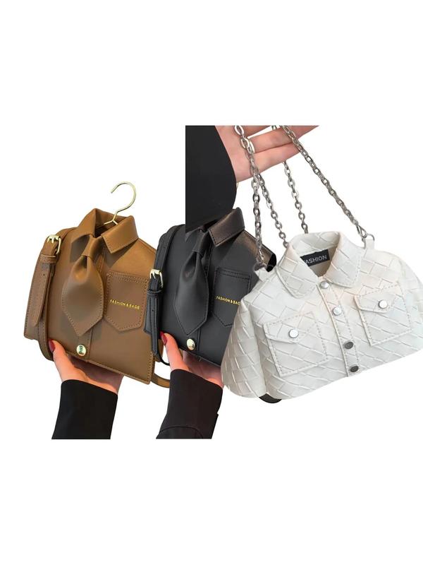 Women'S Plain Color Shirt Design Crossbody Bag, Casual Pu Leather Shopping Shoulder Bag for Daily Used, Casual Trendy Versatile High-Quality Daily Commuting Satchel Bag