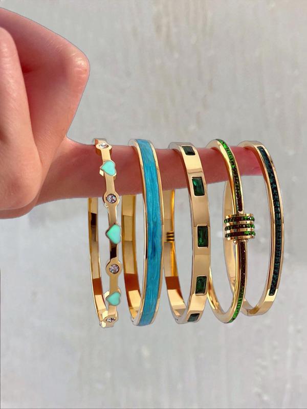 Elegant Fashion Bangle Bracelet Set, Stainless Steel Fashionable Eternal Lightweight Bangle, Very Suitable for Parties, Gatherings and Birthday Gifts, Mother'S Day Gift Jewelry