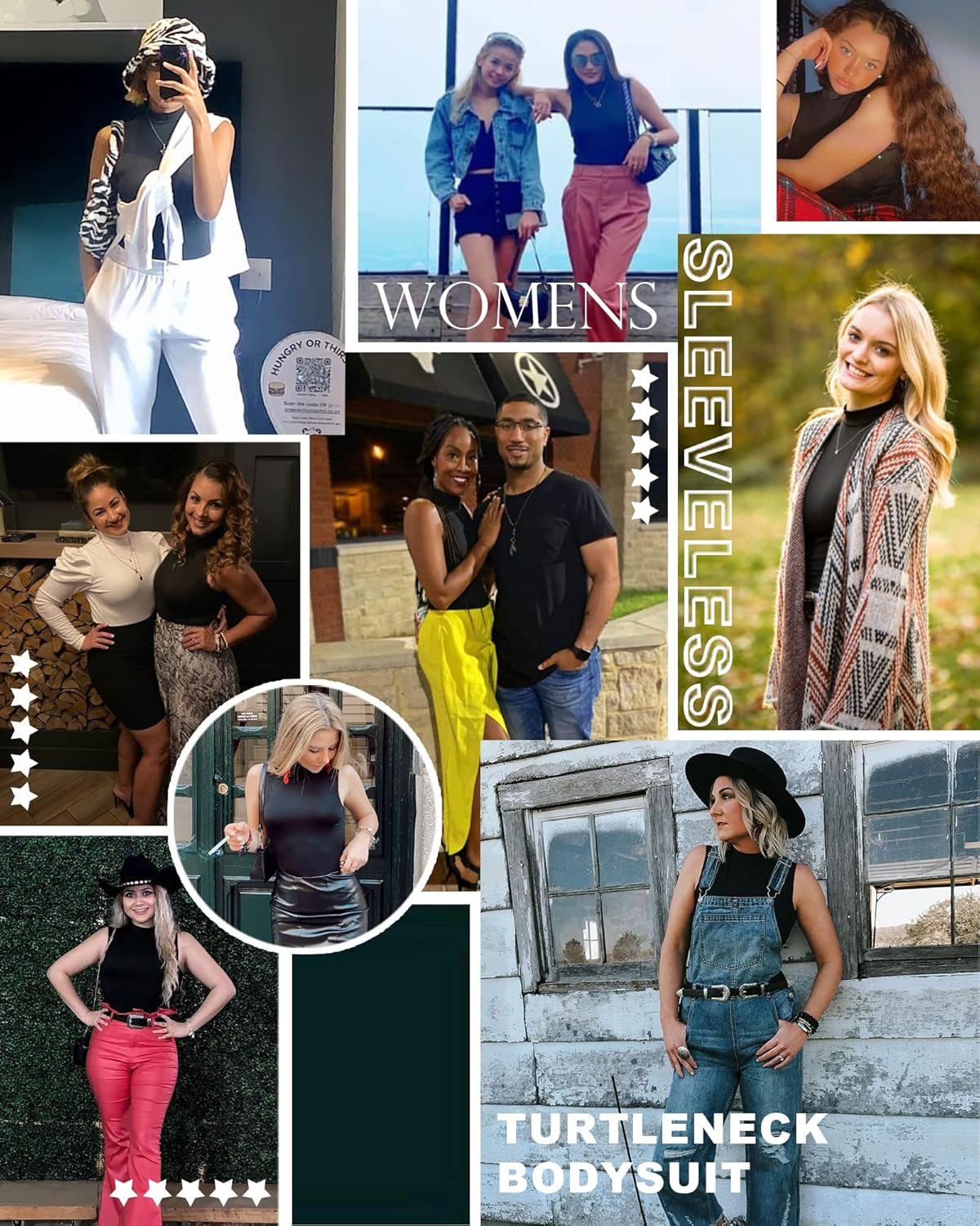 Women's Turtle Neck Mock Neck Sleeveless Slim Fit Bodysuit Tops Jumpsuit