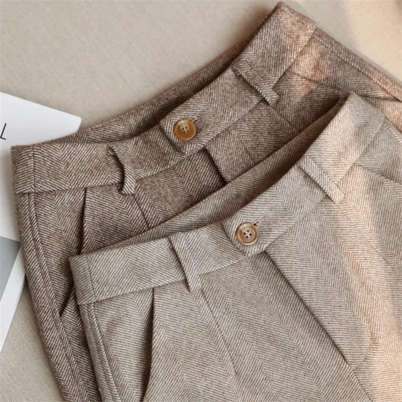 Woolen Pants Women'S Harem Pencil Pants / Autumn Winter High Waisted Casual Suit Pants Office Lady Women Trousers