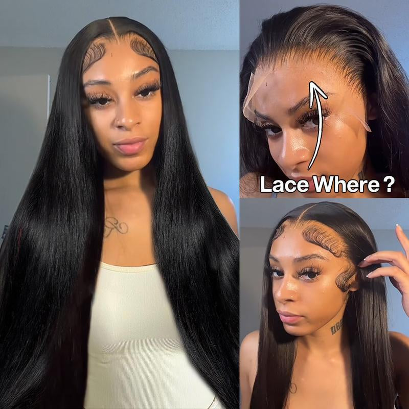 Yawawe Hair 28/30Inch 13X6 Lace Frontal Wigs Human Hair Straight Lace Front Human Hair Wig for Women Medium Size Cap 200% Density Pre-Plucked Transparent Lace Wigs with Baby Hair Outdoorfun