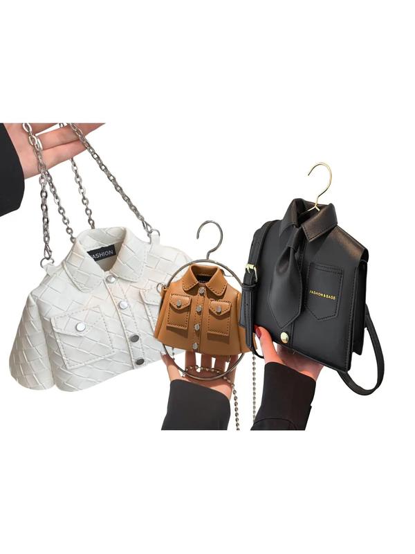 Women'S Plain Color Shirt Design Crossbody Bag, Casual Pu Leather Shopping Shoulder Bag for Daily Used, Casual Trendy Versatile High-Quality Daily Commuting Satchel Bag