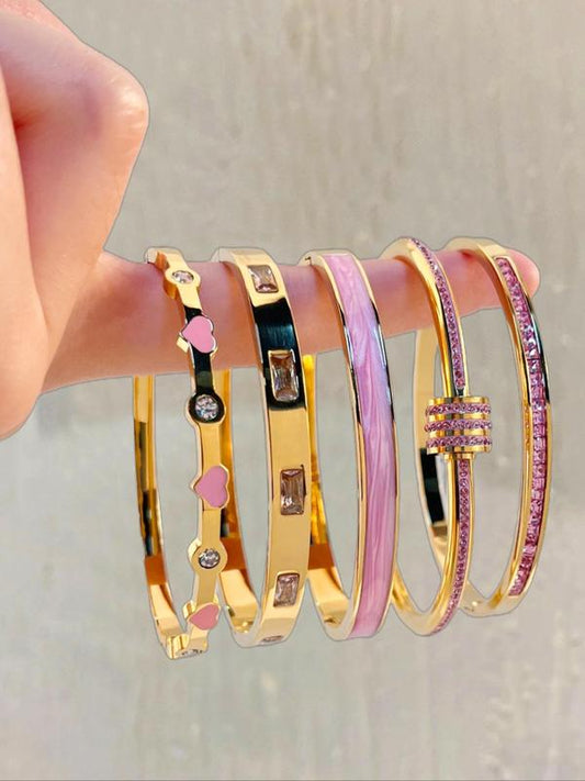 Elegant Fashion Bangle Bracelet Set, Stainless Steel Fashionable Eternal Lightweight Bangle, Very Suitable for Parties, Gatherings and Birthday Gifts, Mother'S Day Gift Jewelry