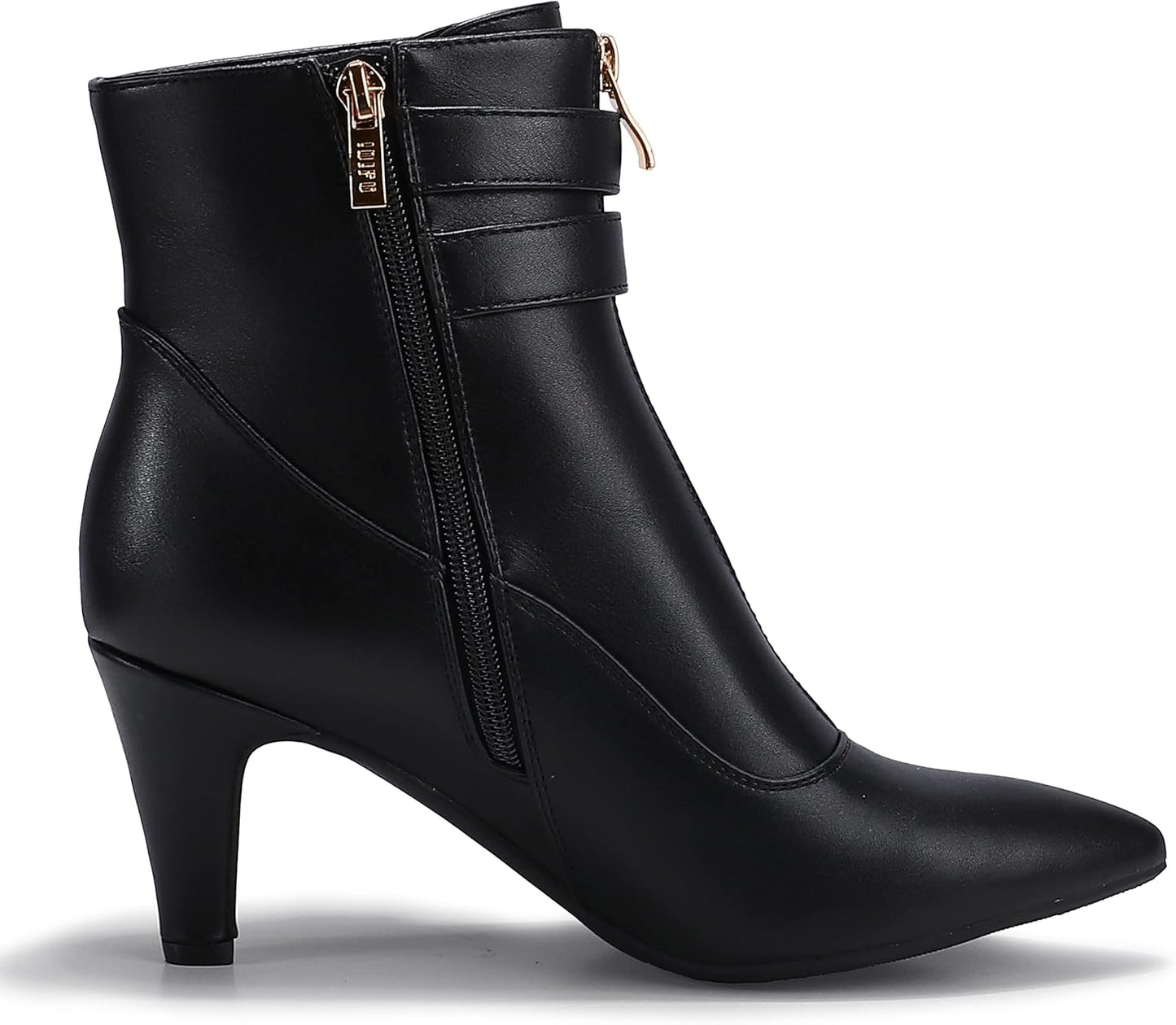 Women'S Buckle Strap Ankle Booties 3 Inch Pointed Toe Zipper Heels Dress Jeans Boots