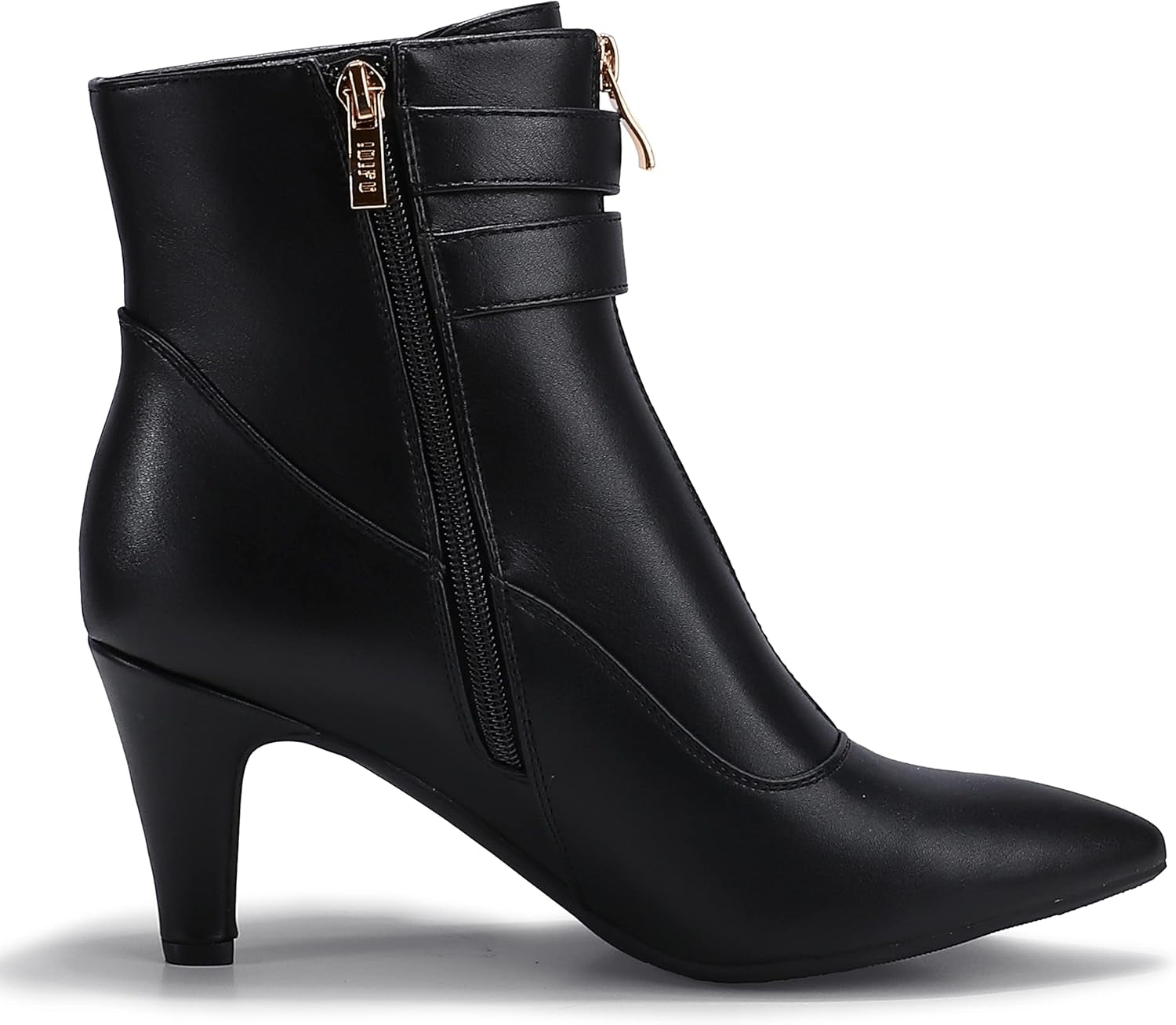 Women'S Buckle Strap Ankle Booties 3 Inch Pointed Toe Zipper Heels Dress Jeans Boots