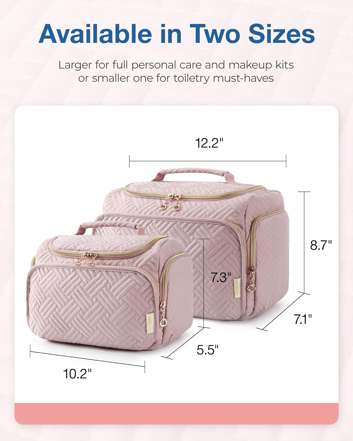 Travel Toiletry Bag for Women, Cosmetic Bag Makeup Bag Organizer with Handle, Travel Bag for Toiletries, Travel Accessories, Full Sized Container